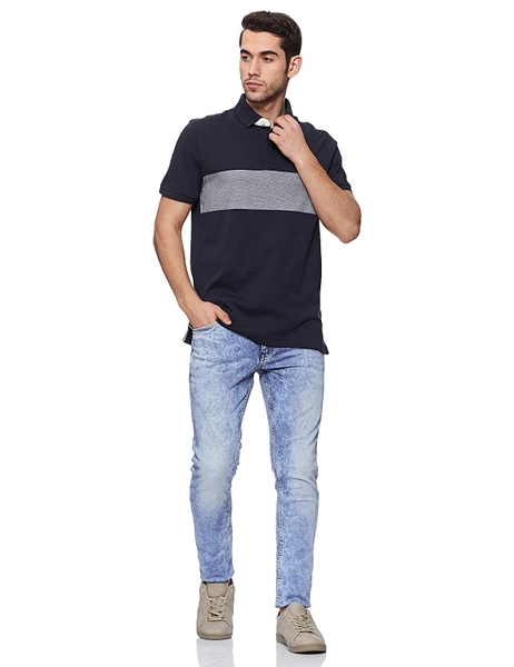Áo thun nam Tommy Hilfiger xanh navy phối ngực xám with logo