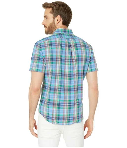 Áo sơ mi nam Polo Ralph lauren ngắn tay caro xanh đỏ with logo đỏ