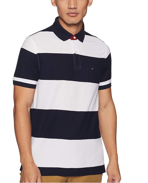 Áo thun Nam Tommy Hilfiger đen xám ngang with logo