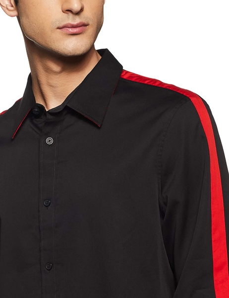 Áo sơ mi nam calvin klein tay dài đen phối tay đỏ