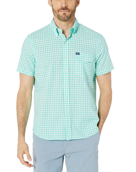 Áo sơ mi nam Polo Ralph lauren ngắn tay caro trắng xanh có túi