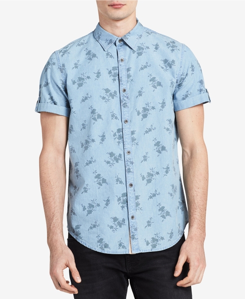 Áo sơ mi ngắn tay - Calvin klein jeans xanh xám phối