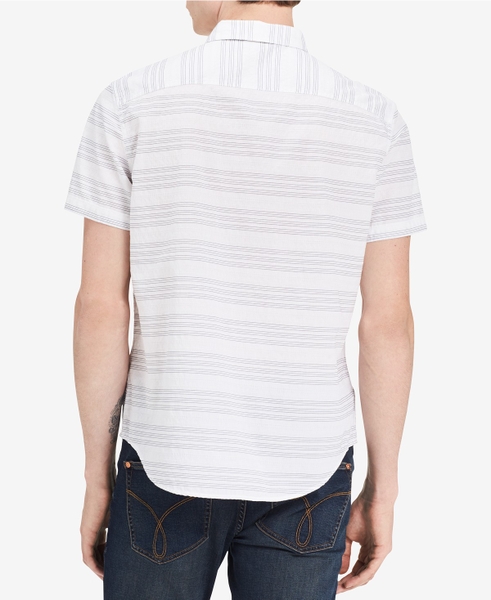 Áo sơ mi nam ngắn tay Calvin Klein Jeans đen/trắng sọc