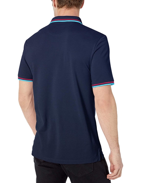 Áo thun nam calvin klien xanh navy tay và cổ phối Logo CK đỏ