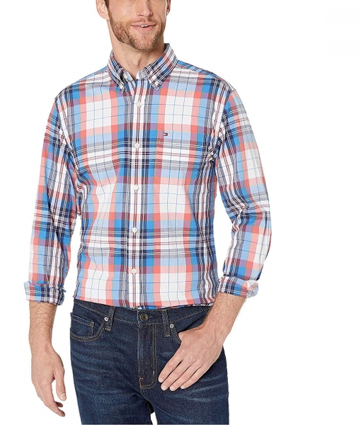 Áo sơ mi nam Tommy Hilfiger dài tay caro nhiều màu có túi