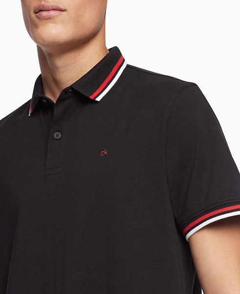 Áo thun nam calvin klein đen cổ phối with logo