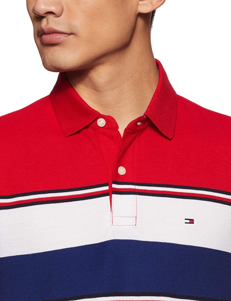 Áo thun nam Tommy Hilfiger đỏ phối trắng sọc ngang