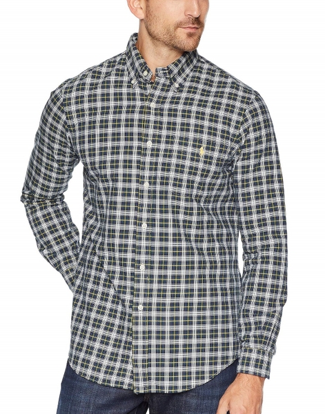 Áo sơ mi Nam Polo Ralph lauren tay dài caro xanh vàng có túi