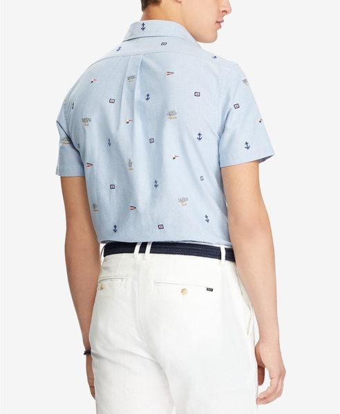 Áo sơ mi nam Polo Ralph lauren ngắn tay xanh phối