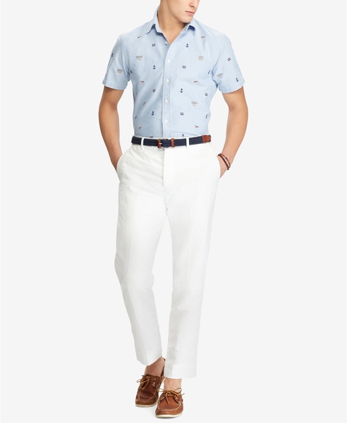 Áo sơ mi nam Polo Ralph lauren ngắn tay xanh phối