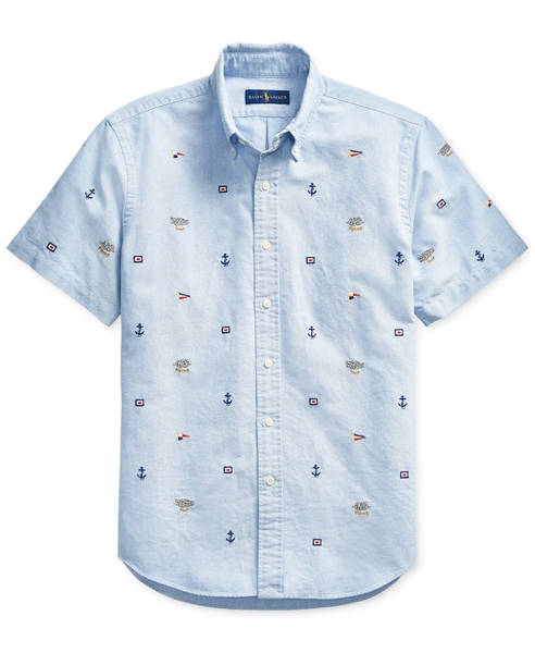 Áo sơ mi nam Polo Ralph lauren ngắn tay xanh phối