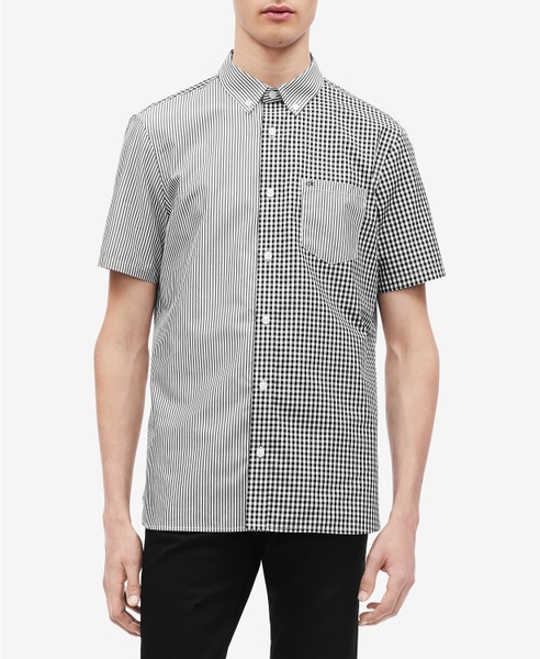 Áo sơ mi nam calvin klein ngắn tay caro phối túi with logo