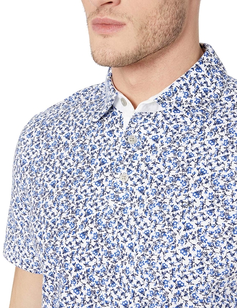 Áo thun nam calvin klien trắng phối xanh hình lá cấy with logo