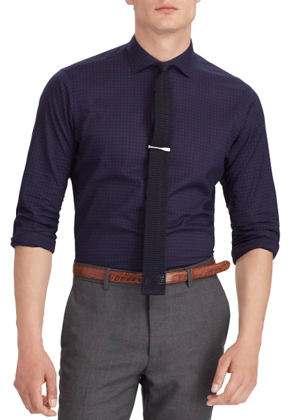 Áo sơ mi nam Polo Ralph lauren tay dài tím tham có logo
