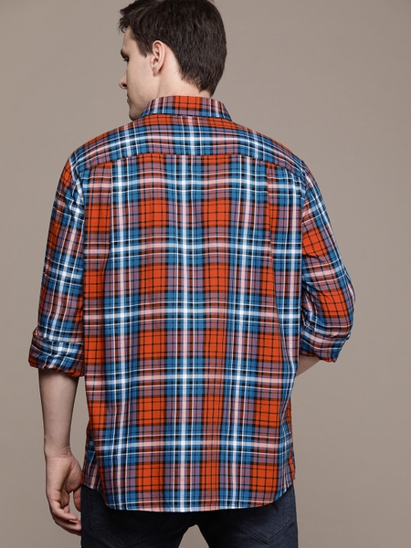 Áo sơ mi nam calvin klein dài tay caro đỏ 2 túi