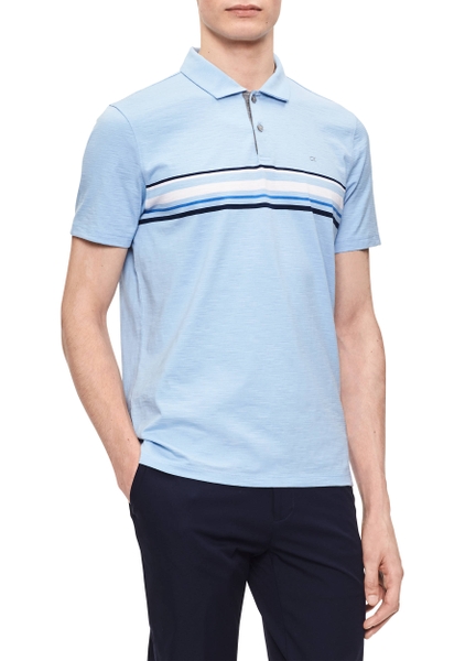 Áo thun nam calvin klien xanh da trời phối sọc ngang ngực