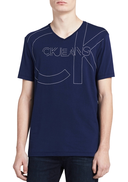 Áo thun T.Shirt - Calvin Klein Jeans xan đen with Logo