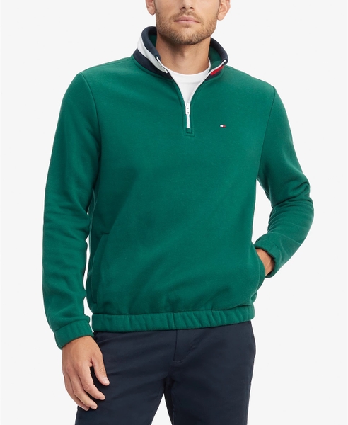 Áo lạnh lạnh Tommy Hilfiger 1/4 Zip Mockneck Sweatshirt màu Azure Lagoon