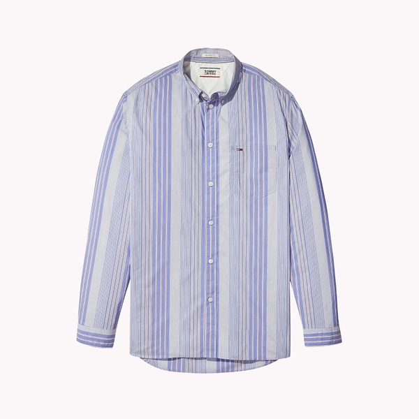 Áo sơ mi nam Tommy Jeans tay dài xanh môn sọc có túi