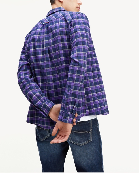 Áo sơ mi nam Tommy Jeans tay dài caro tím