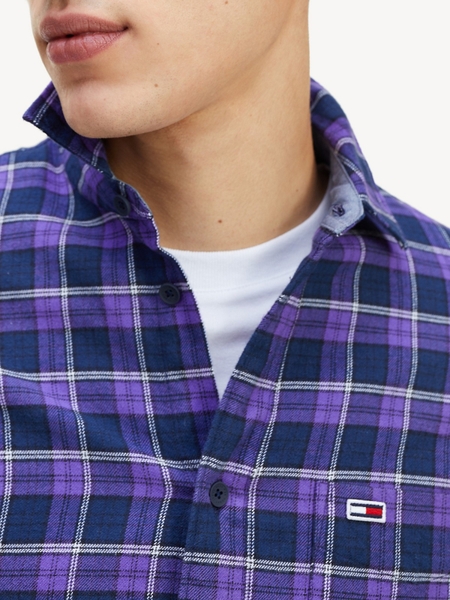 Áo sơ mi nam Tommy Jeans tay dài caro tím