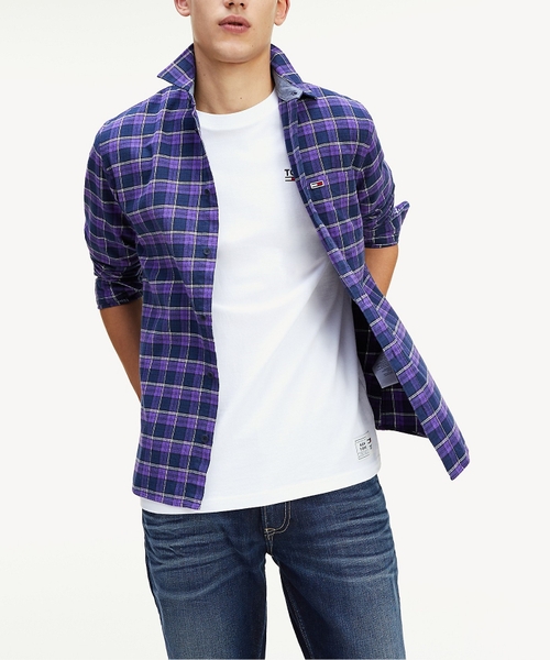 Áo sơ mi nam Tommy Jeans tay dài caro tím