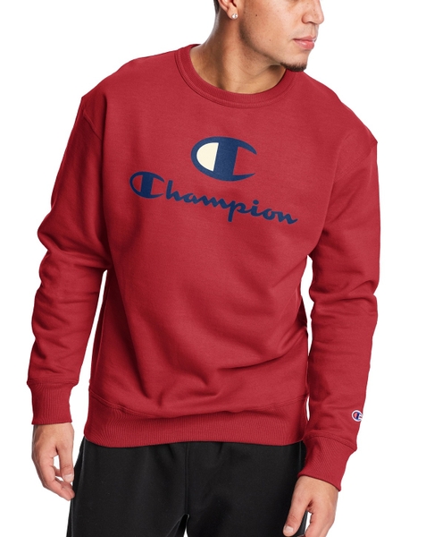 Áo thun Sweatshirt tay dài Champion đỏ Big C