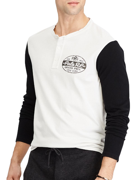 Áo thun Nam dài tay T.Shirt Polo Ralph - trắng chữ to M