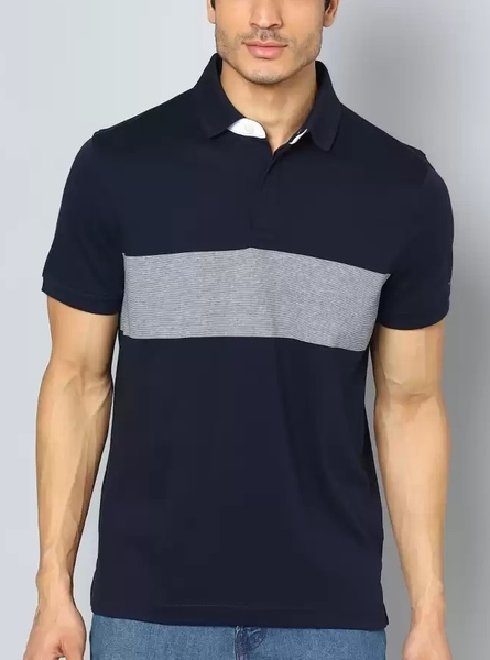 Áo thun nam Tommy Hilfiger xanh navy phối ngực xám with logo