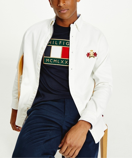 Áo sơ mi Nam Tommy Hilfiger TH Flex Crest Denim trắng