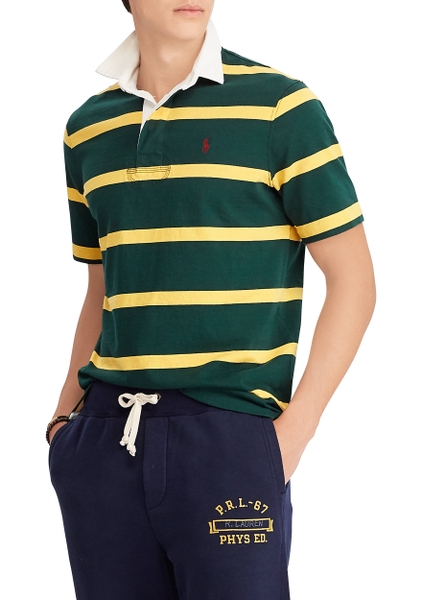 Áo thu nam Polo Ralph lauren xanh rêu sọc vàng with logo