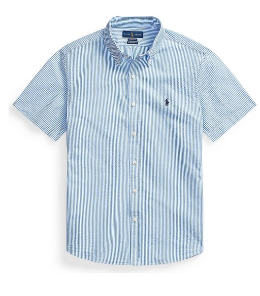 Áo sơ mi nam Polo Ralph lauren ngắn tay trắng sọc xanh nhuyễn