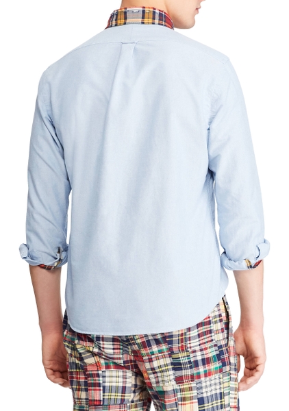 Áo sơ mi nam Polo Ralph lauren dài tay xanh cổ phối túi with logo