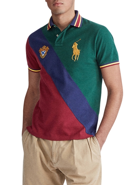 Áo thu nam Polo Ralph lauren xanh phối đỏ Big Logo