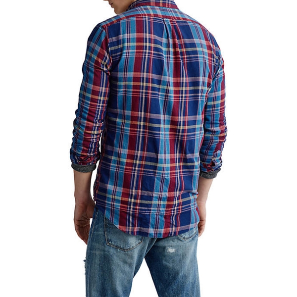 Áo sơ mi Nam Polo Ralph lauren tay dài caro xanh navy đỏ