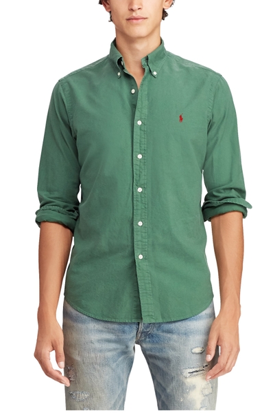 Áo sơ mi nam Polo Ralph lauren dài tay xanh rêu logo ngựa đỏ