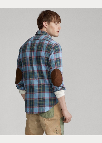 Áo sơ mi nam Polo Ralph lauren tay dài caro nâu đỏ tay phối