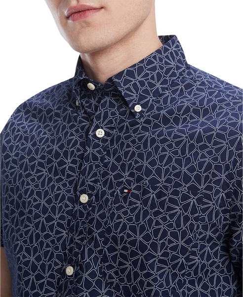 Áo sơ mi nam Tommy Hilfiger ngắn tay xanh navy phối