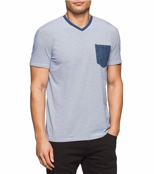 Áo thun Nam T.Shirt Calvin Klien Jeans - sọc nhuyễn xanh S