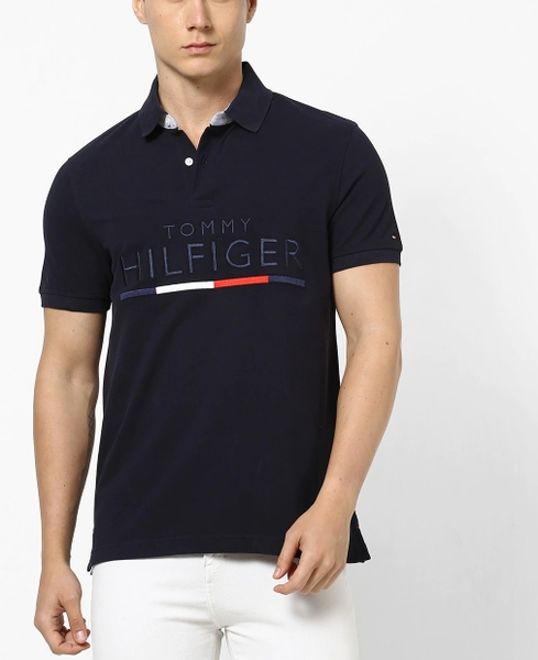 Áo thun nam Tommy Hilfiger Xanh Navy phối thêu chữ