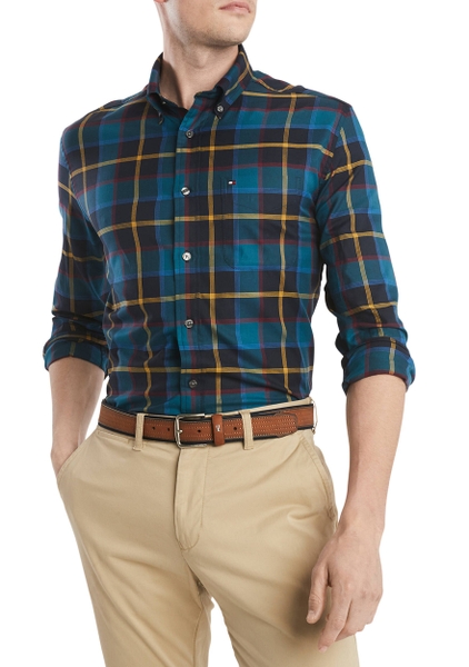 Áo sơ mi nam Tommy Hilfiger dài tay caro sọc vàng nhiều màu