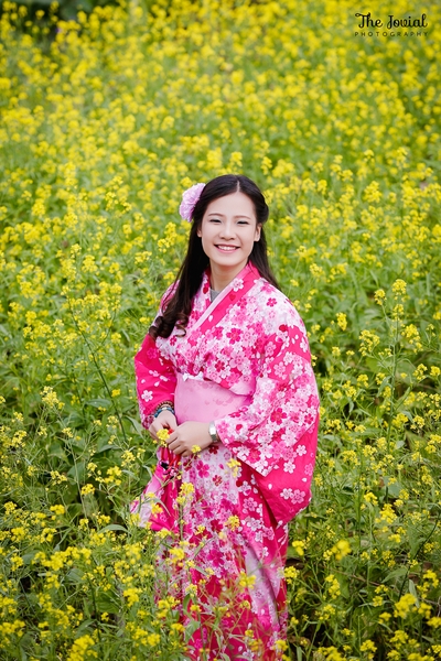 Kimono - Yukata Nữ màu hồng phấn cực yêu