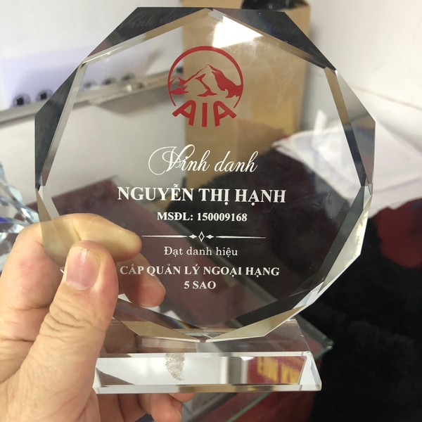Kỷ niệm chương pha lê AIA vinh danh đại lý có gì ấn tượng