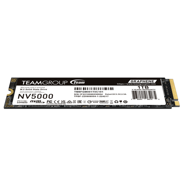 Ổ cứng SSD TeamGroup NV5000 (1TB, M.2, PCIe NVMe Gen4x4, 4,500 MB/s - 1,900 MB/s)