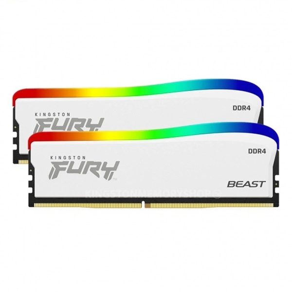 Ram PC Kingston Fury Beast White RGB 16GB (2x8GB) DDR4 3200Mhz (KF432C16BWAK2/16)