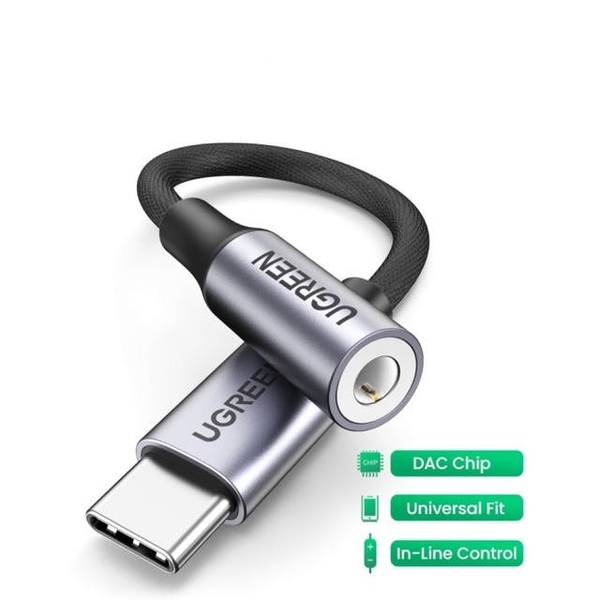 Cáp chuyển đổi âm thanh USB Type-C ra 3.5mm có chip DAC Ugreen 80154 cao cấp