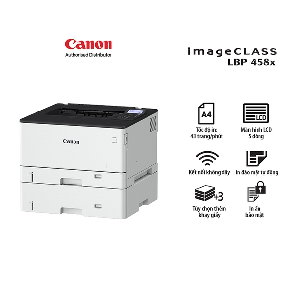 Máy in laser đen trắng Canon LBP458x (In đảo mặt| A3| A4| USB| LAN| WIFI)