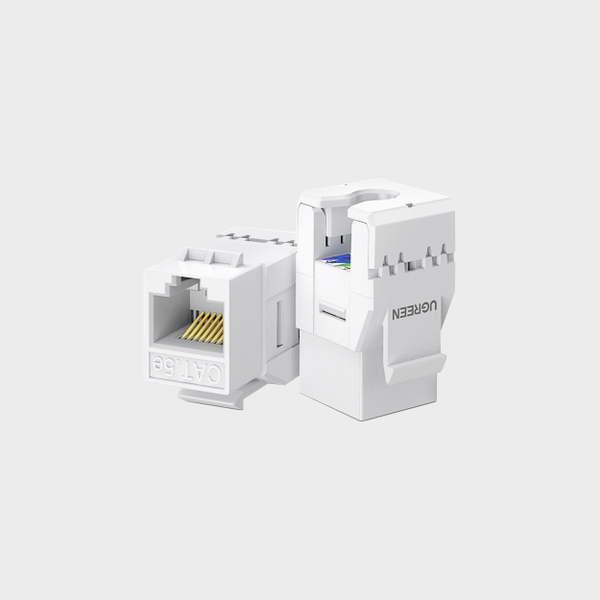 Đầu nối mạng RJ45 Cat6 UTP Ugreen 30844 180 độ Màu Trắng