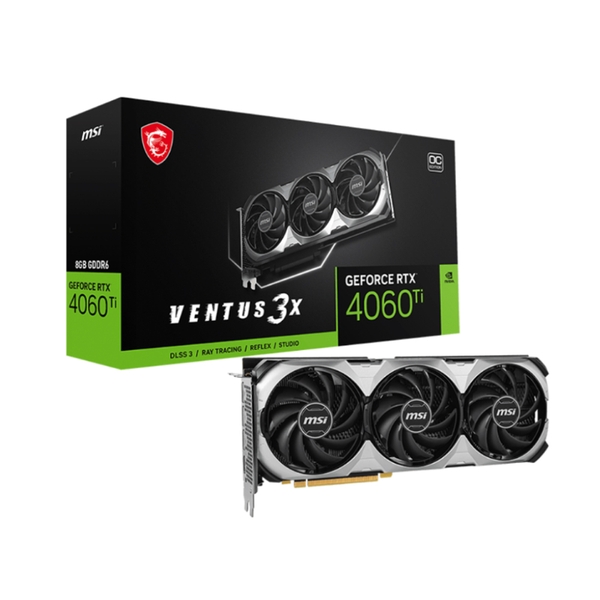 Card đồ họa MSI GeForce RTX 4060 TI VENTUS 3X E 8G OC (DDR6/ 128 bit)