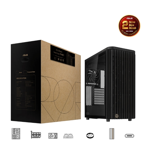 Vỏ máy tính Asus ProArt PA401 Wood Edition - Tempered Glass Panel (Mid Tower/ ATX/ Đen)